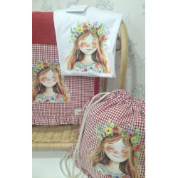 Pack niña vichy rojo